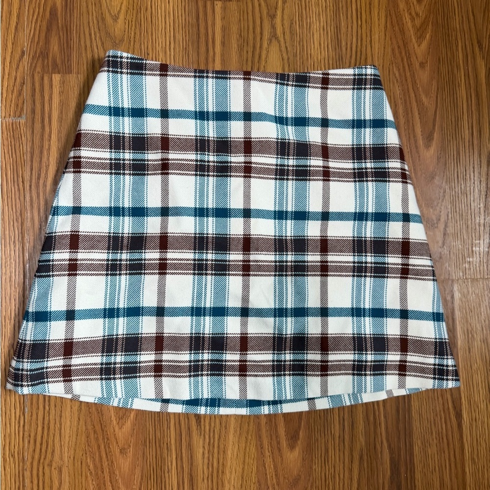 Aritzia Wilfred Classic Plaid Old Money Academia Mini Skirt Size 2.